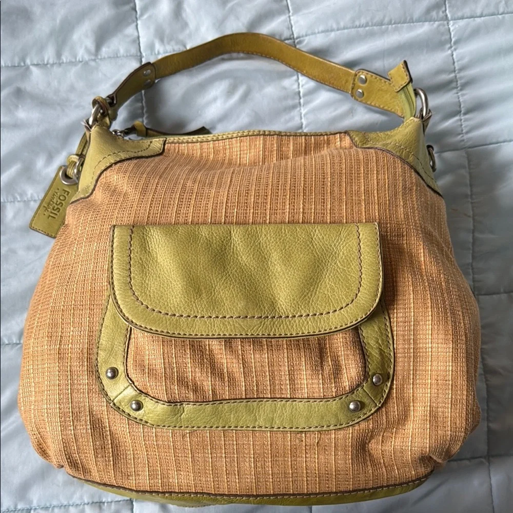 Fossil Yellow and Green Hobo Bag